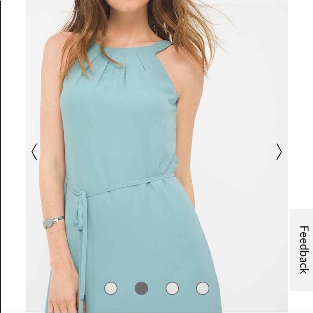 White House Black Market Mint Pastel Dress size 6 asymmetrical hem - Picture 2 of 12